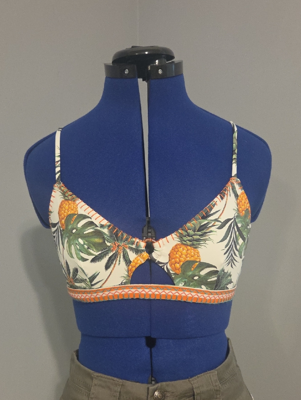 Banana moon Pineapple Print Bralette Bikini Top - White/Orange/Green